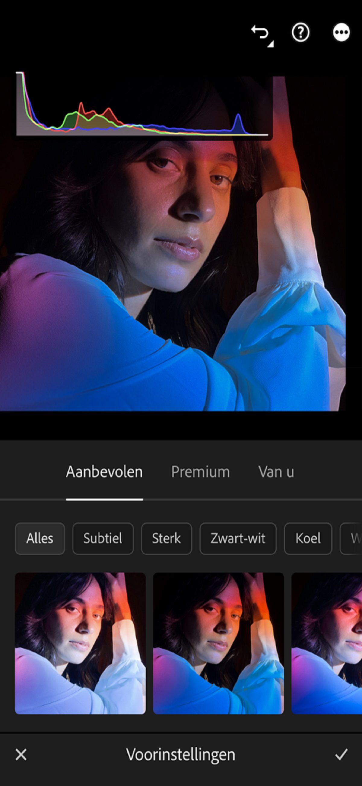 Aanbevolen en premium voorinstellingen in Lightroom voor mobiele apparaten (iOS)