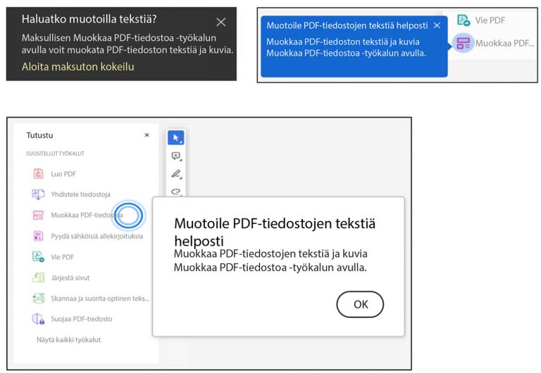 Muokkaustyökalun kehote