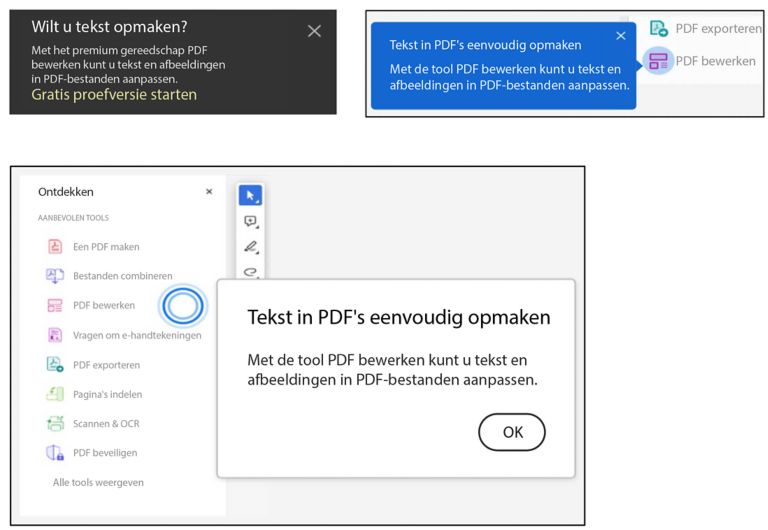 Prompt van gereedschap Bewerken