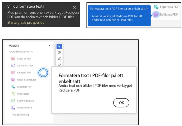 Uppmaning att använda redigeringsverktyget