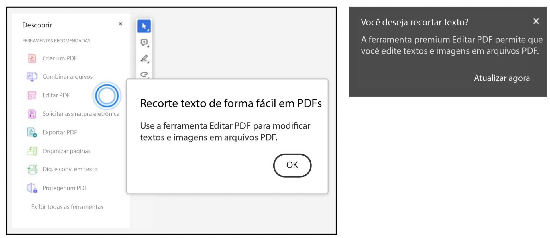 Use o prompt da ferramenta Editar ao usar atalhos de teclado dos comandos Recortar ou Colar