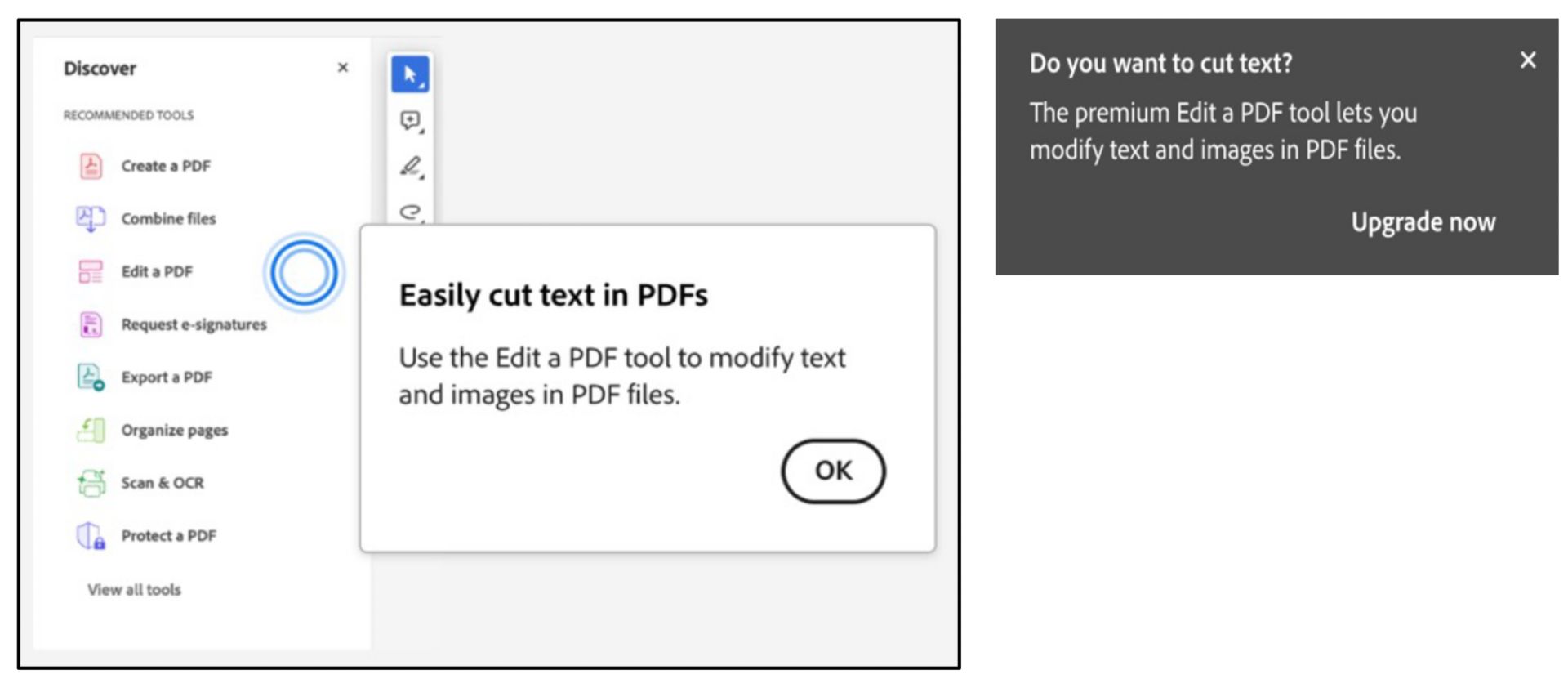 Підказка щодо інструменту «Редагування» під час використання комбінацій клавіш для вирізання або вставки