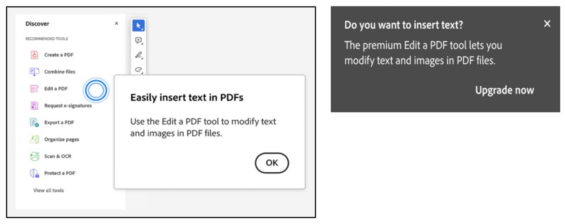Szerkesztés eszköz üzenet, miközben billentyűparancsokat használ a beillesztéshez