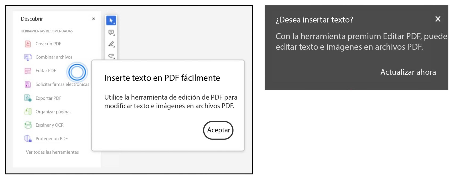 Indicación de la herramienta Editar al utilizar métodos abreviados de teclado para pegar