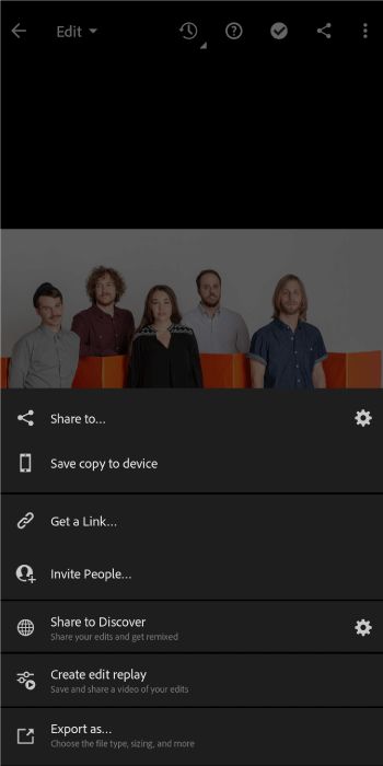 create edit replay option in the share screen in Lightroom for mobile