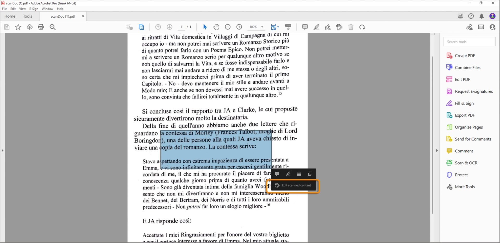 Editar conteúdo digitalizado