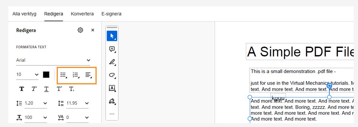 Formateringsalternativ
