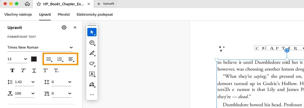 Možnosti formátování