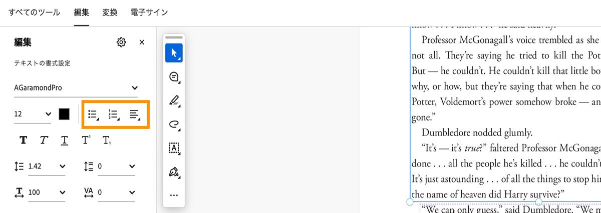 書式設定のオプション