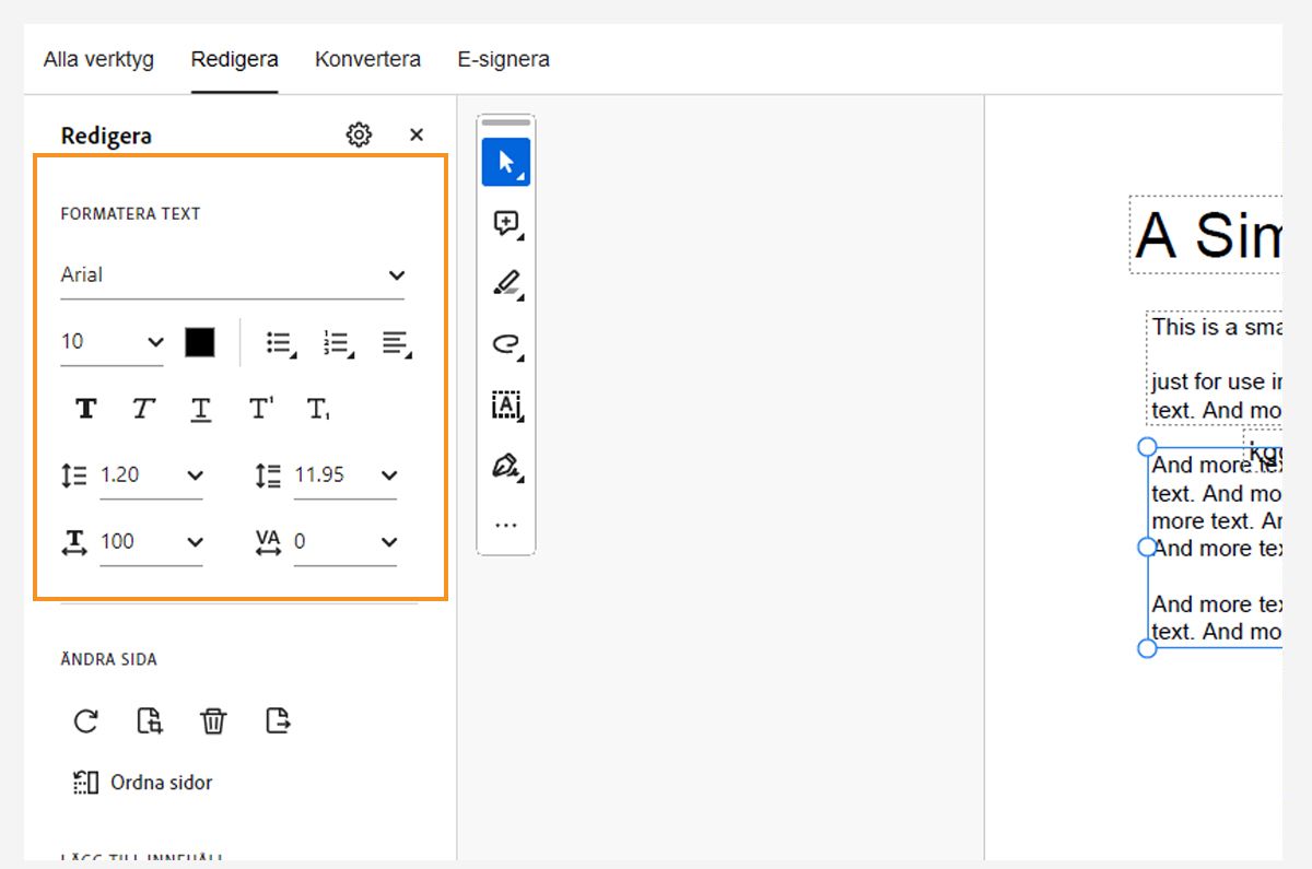 Formateringsalternativ