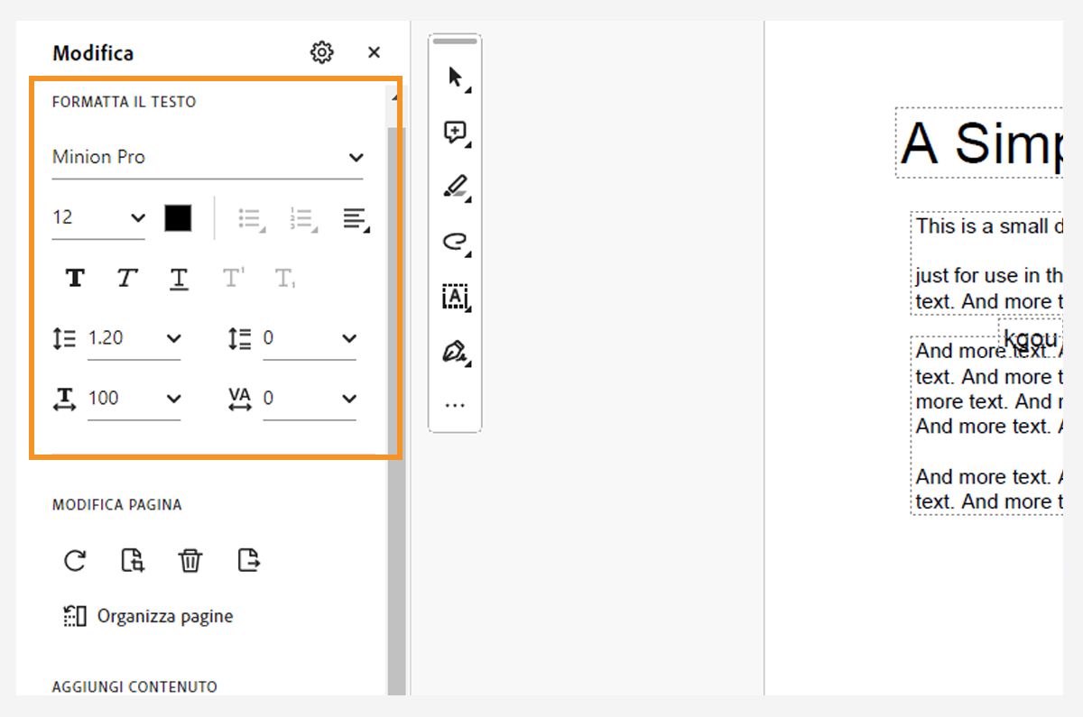 Opzioni di formattazione