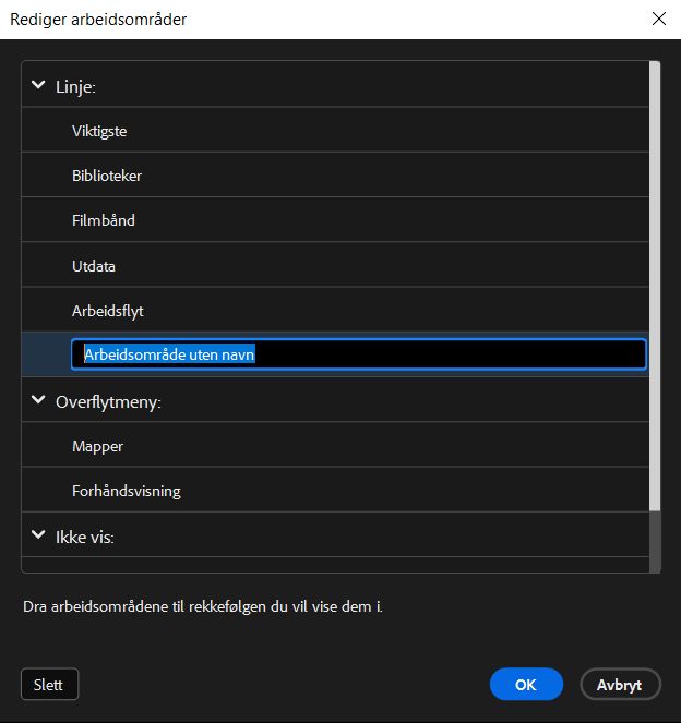 Rediger arbeidsområder