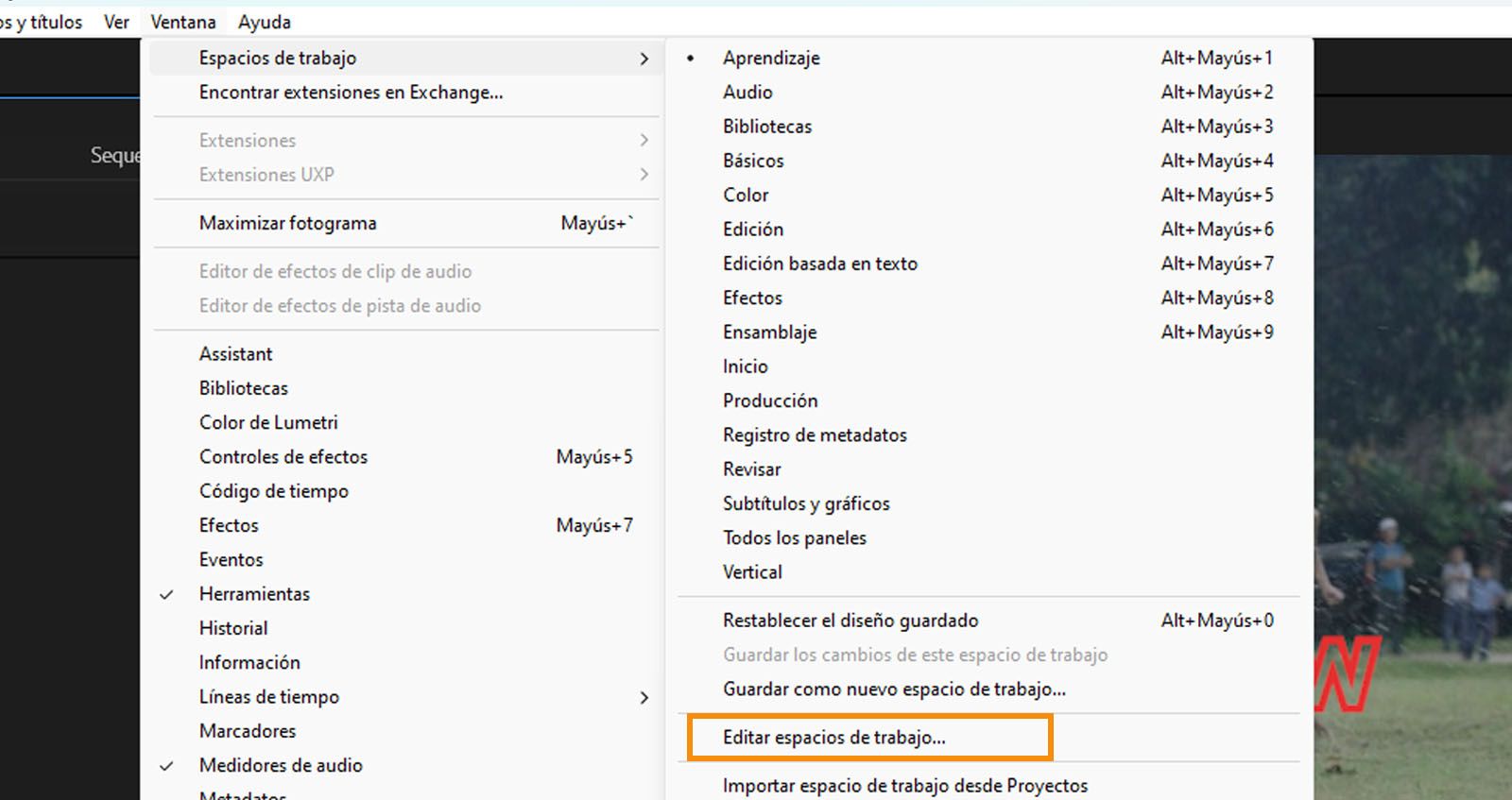 Se muestra el cuadro de diálogo Editar espacios de trabajo y puede cambiar el orden de los mismos, ocultarlos o eliminar los personalizados.