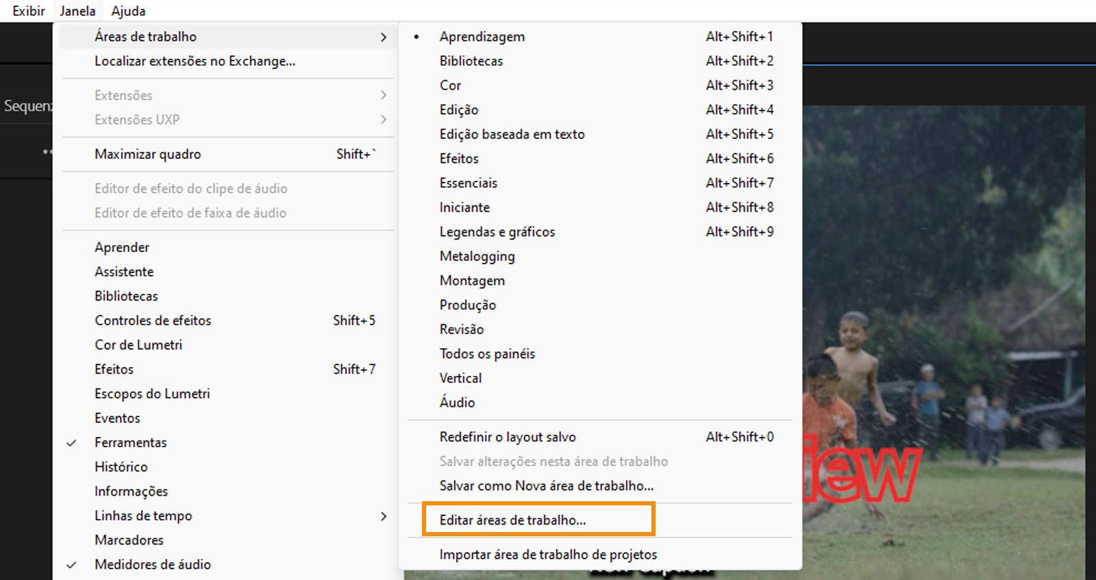 A caixa de diálogo Editar espaços de trabalho é exibida e você pode reordenar espaços de trabalho, ocultá-los ou excluir espaços de trabalho personalizados.