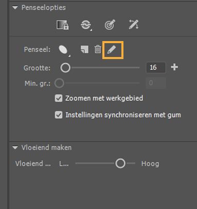 Aangepast penseel bewerken
