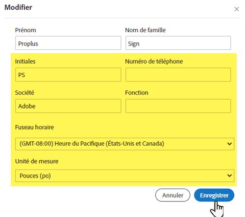 Modifier le profil de l’utilisateur