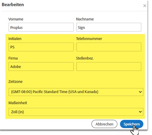 Benutzerprofil bearbeiten