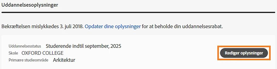 Rediger eller bekræft uddannelsesoplysninger