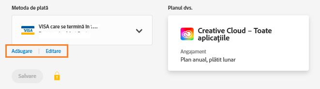 Actualizarea detaliilor de plată