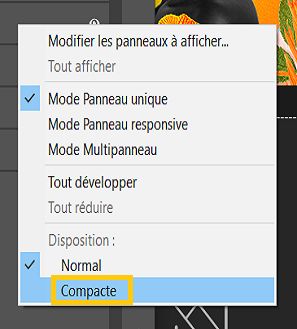 Sélectionner Compacte pour modifier la disposition