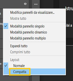 Selezionare Compatto per cambiare il layout