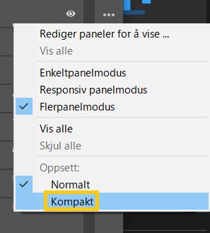 Velg Kompakt for å endre layouten