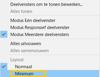 Compact selecteren om de lay-out te wijzigen