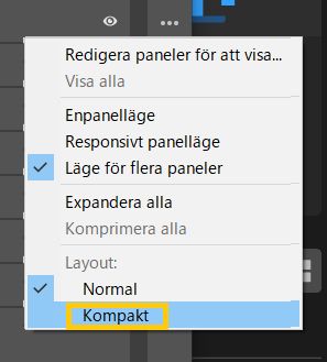 Välj Kompakt om du vill ändra layout