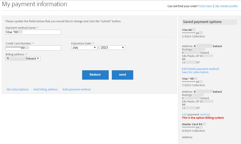 Modifier le mode de paiement