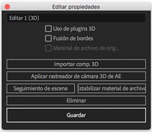 Propiedades de la edición 3D