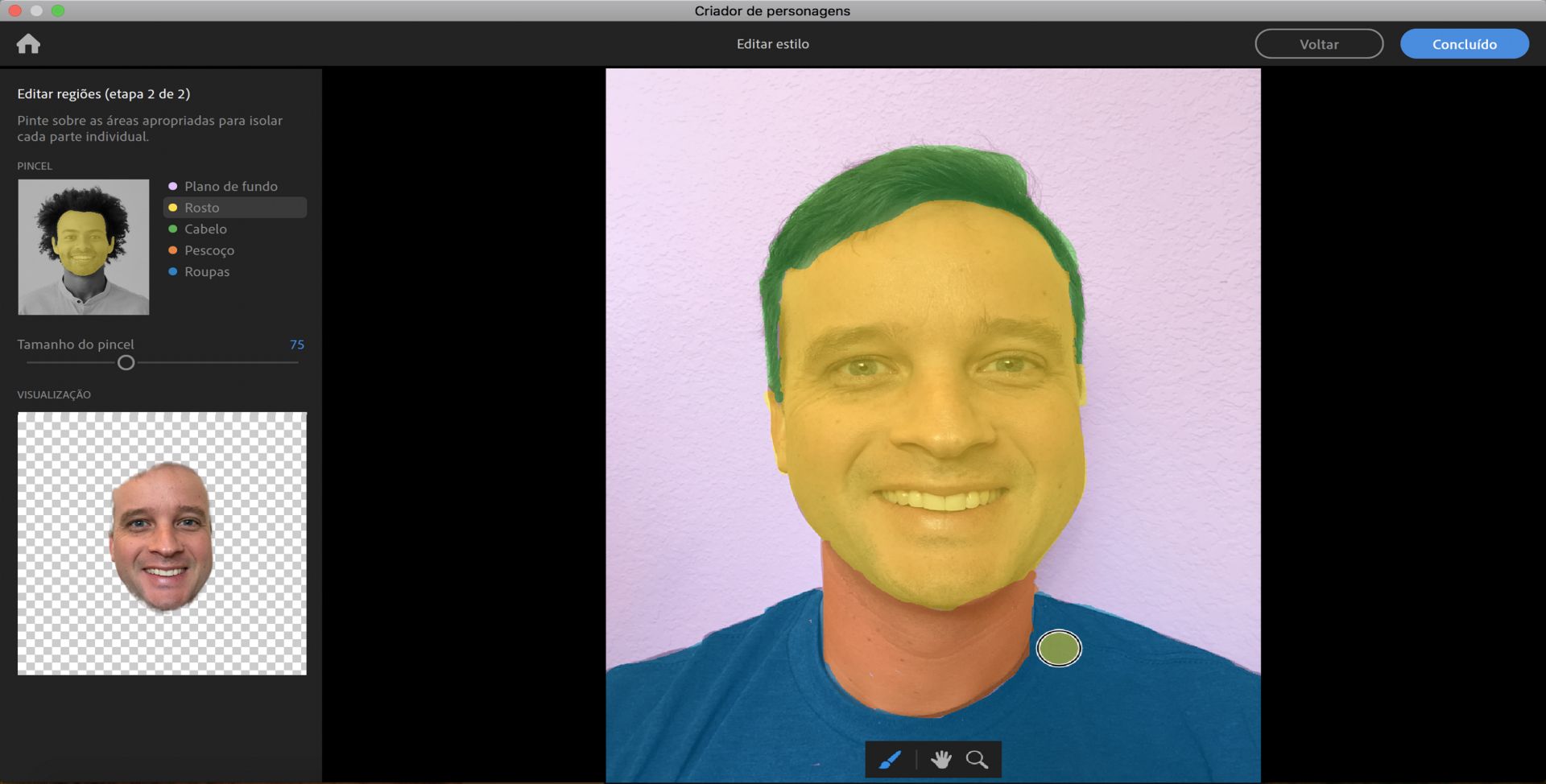Regiões de edição