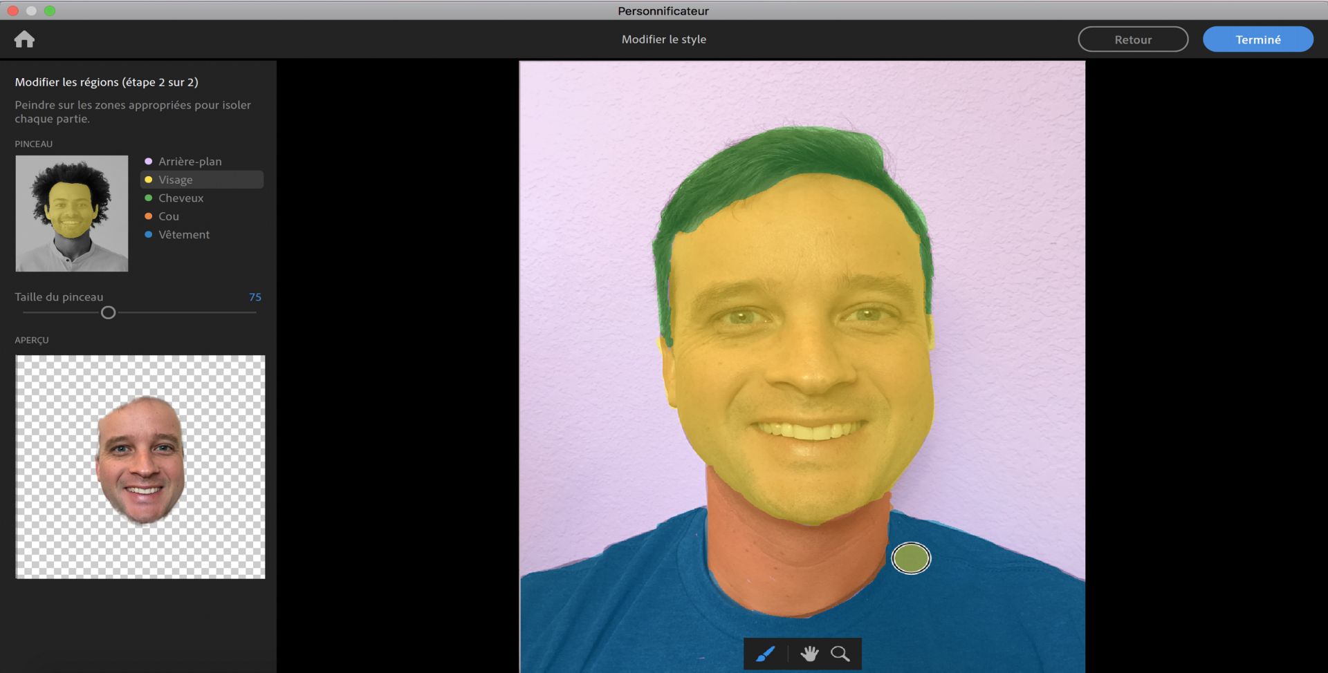 Modification des régions