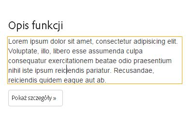 Pomarańczowe obramowanie wokół elementu wskazuje na tryb edycji