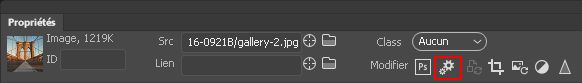 Modification des paramètres d’une image à l’aide de l’inspecteur Propriétés
