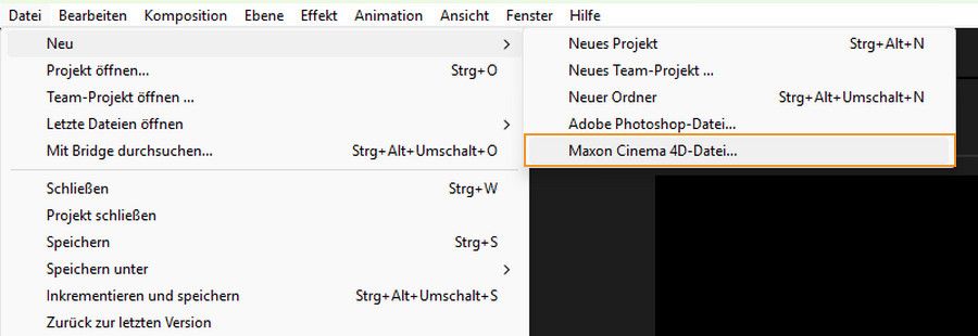 Pfad zum Öffnen des gewählten Editors
