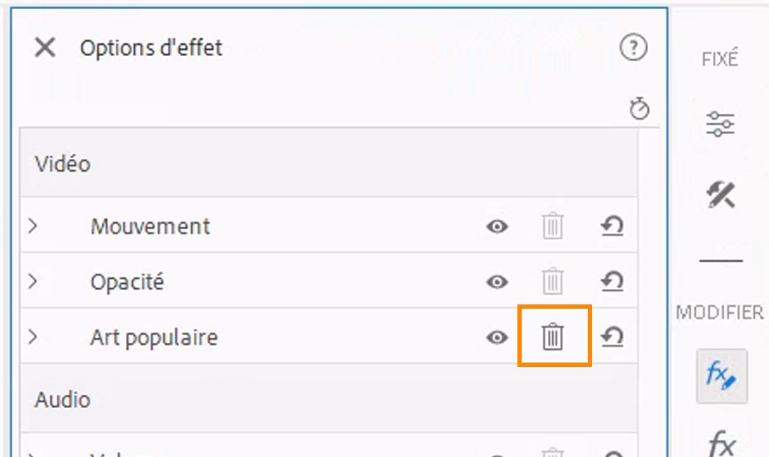 Supprimer l’effet