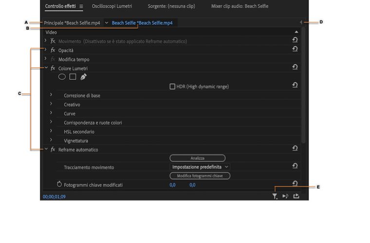 Pannello Controllo effetti