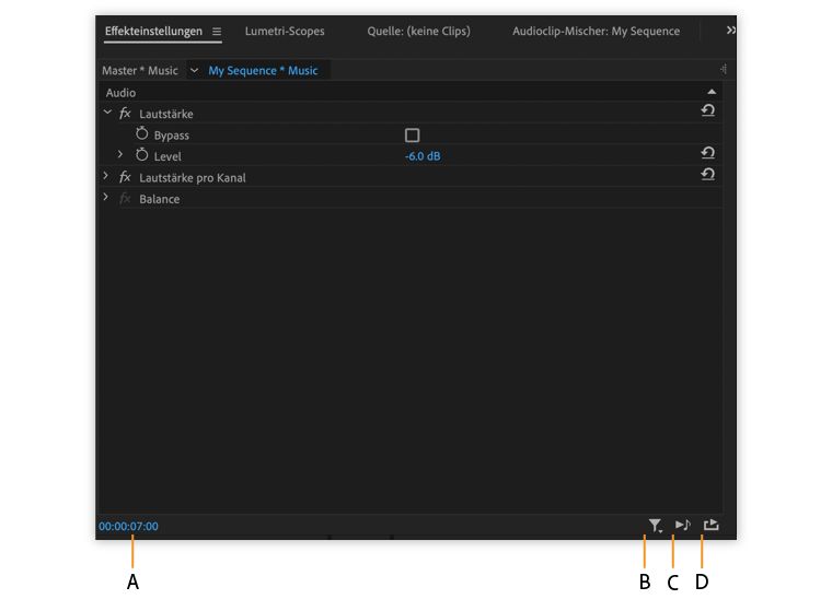 Effekteinstellungen-Bedienfeld