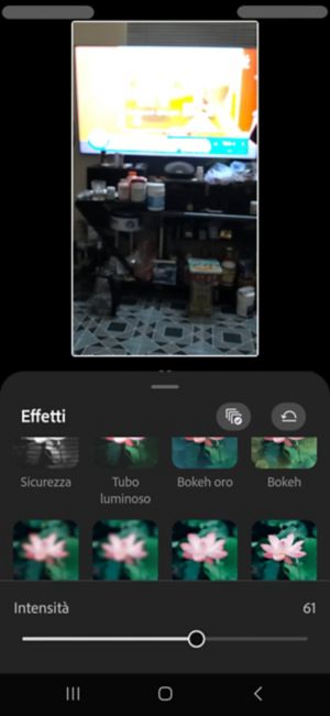 Effetto vibrazione semplice selezionato nel pannello Effetti, con il cursore Intensità impostato su 50.