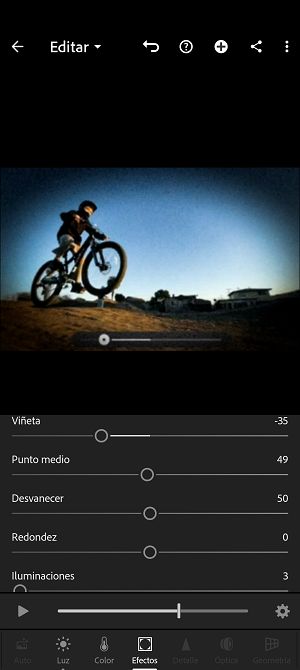 Herramienta Efectos de Lightroom para Android