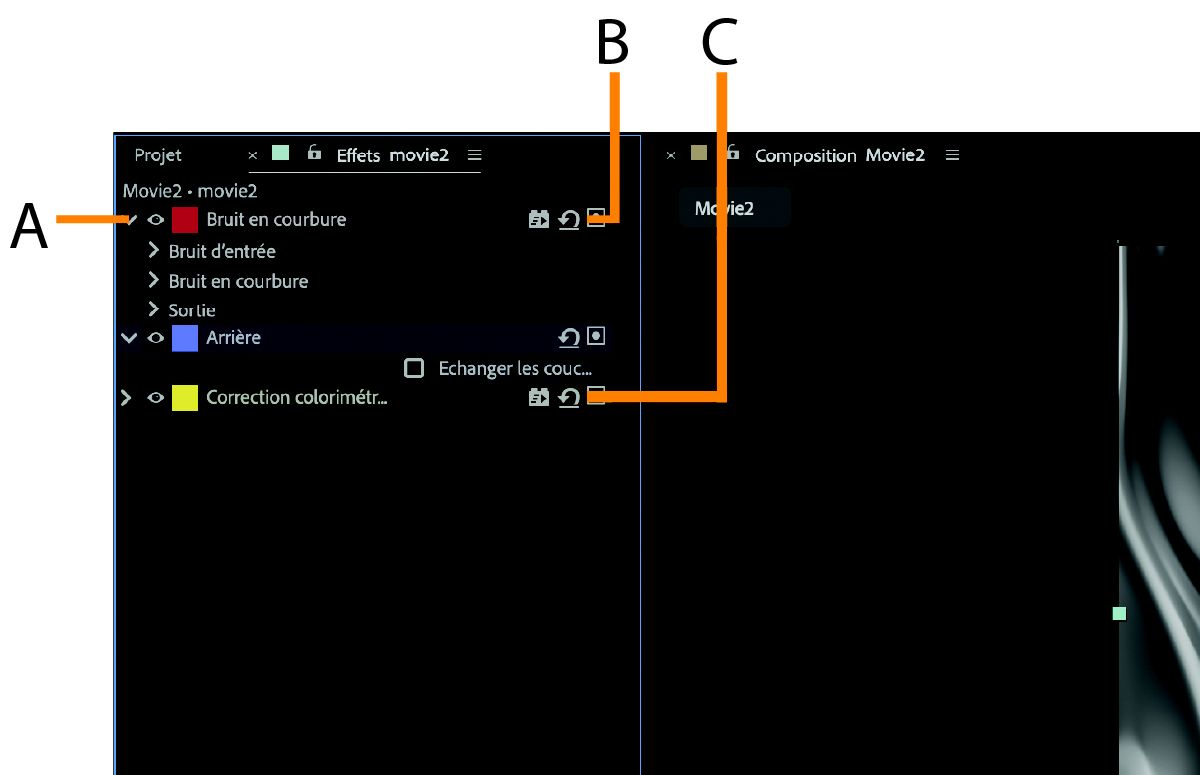 Les mises à jour visuelles dans le panneau Options d’effet sont mises en évidence.