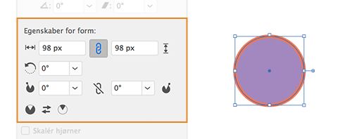 Egenskaber for live-form | Ellipse