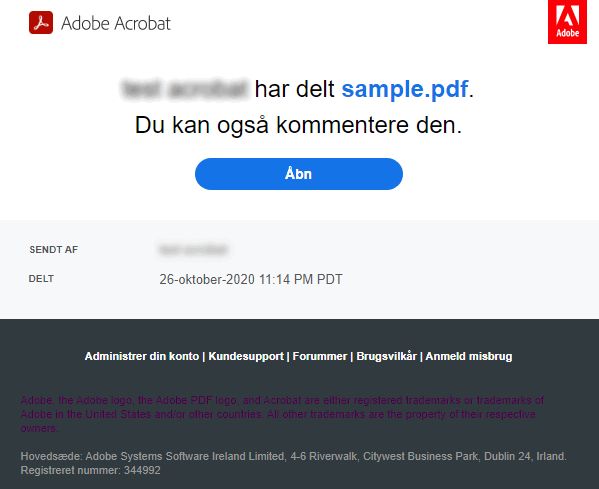 Modtaget link i mail