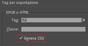 Opzione Genera CSS
