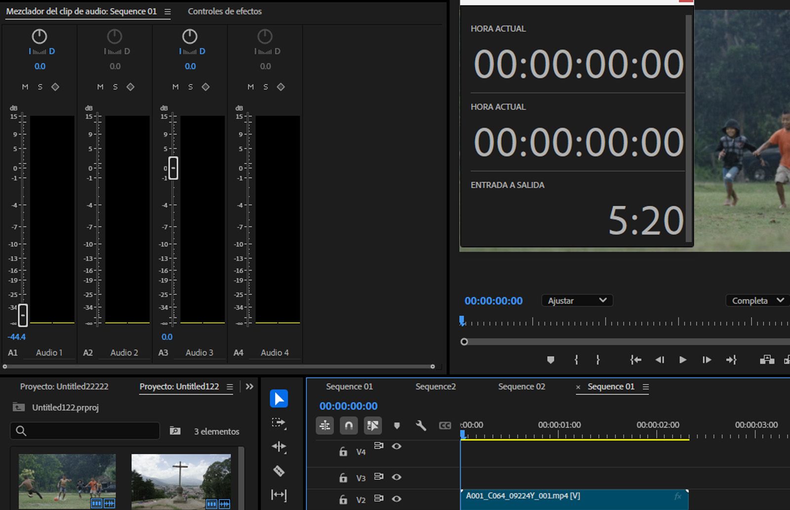  Se abre el mezclador de clip y el canal A2 vacío refleja el espacio del cabezal de reproducción.