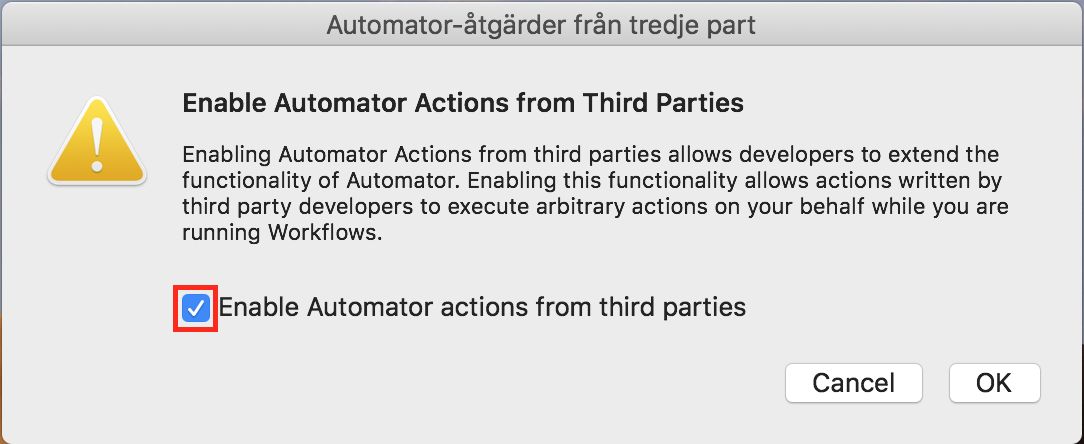 Dialoger för automatiseringsåtgärder från tredje part