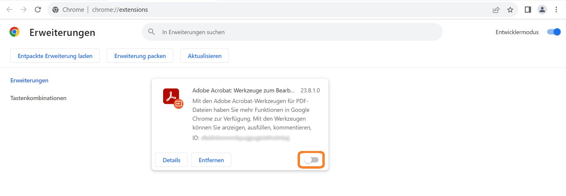 Erweiterung „Adobe Acrobat – PDF erstellen“