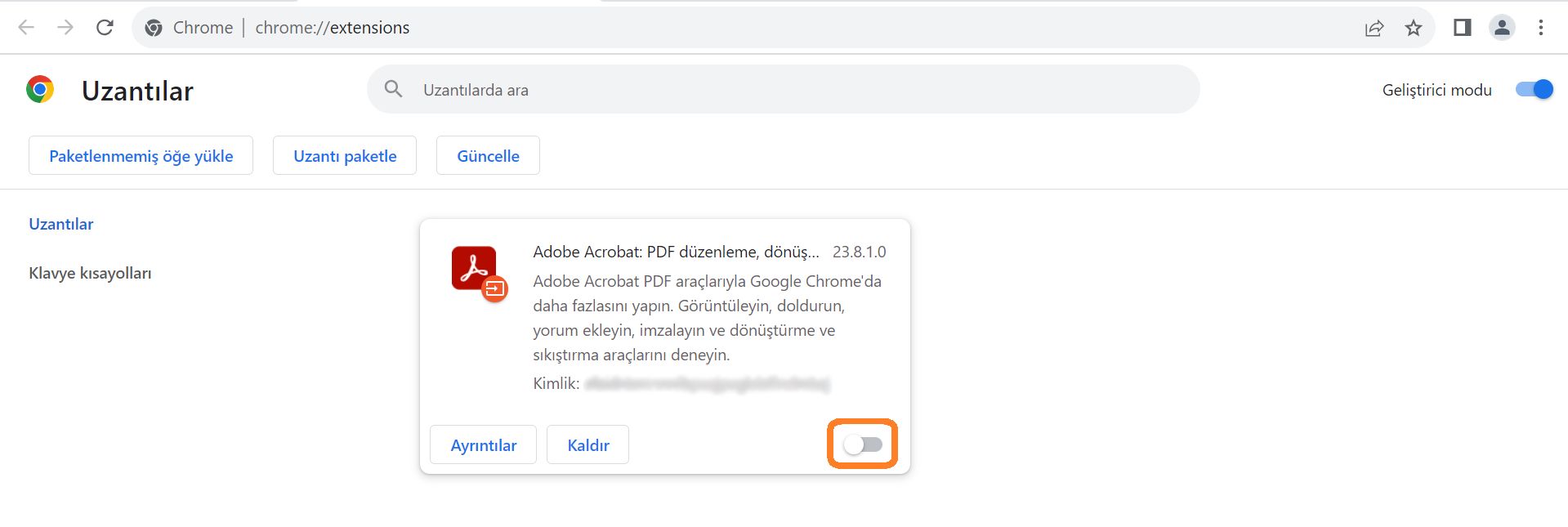 Adobe Acrobat - Create PDF uzantısı