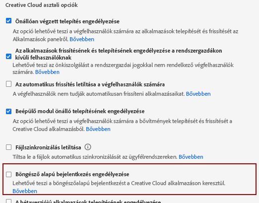 Böngészőalapú bejelentkezés engedélyezése