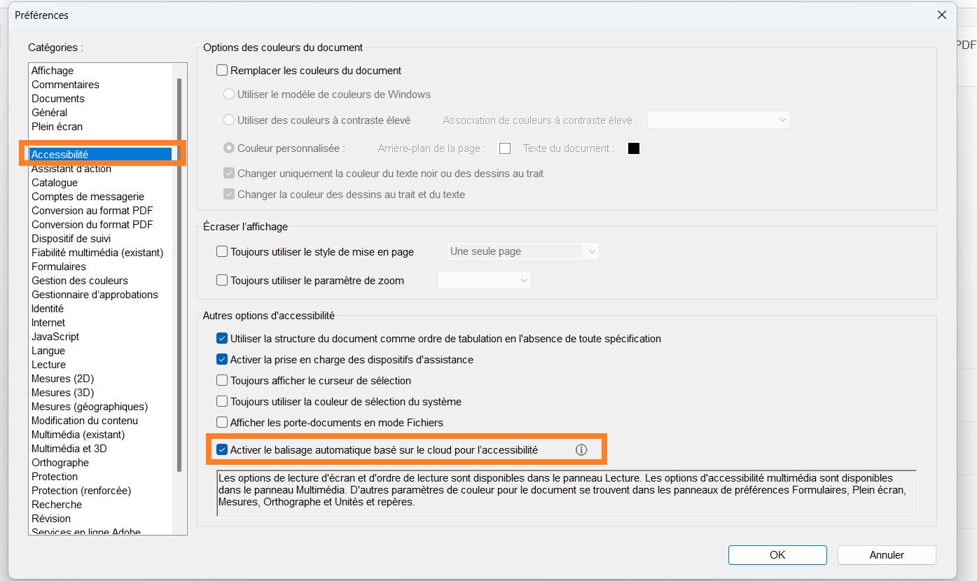 Activer le marquage automatique basé sur le cloud pour l’accessibilité